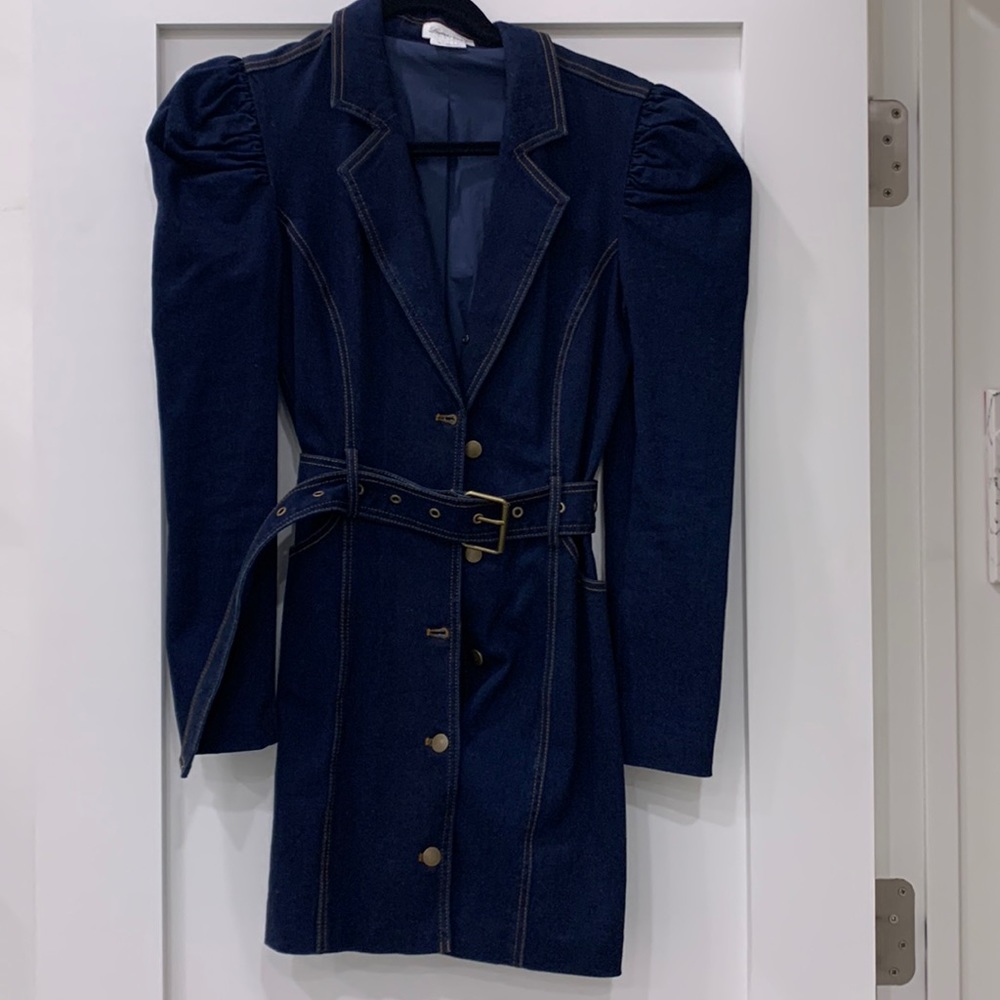 Lovers + friends denim belted dress
